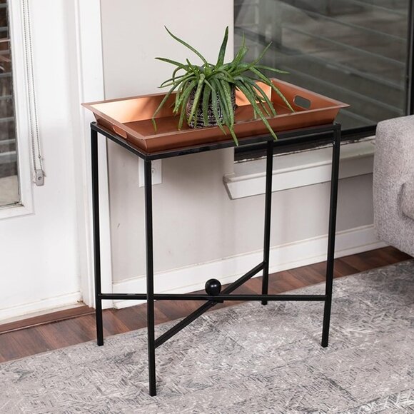 NEW 25" Butler Tray Table with Removable Copper Top 25" L x15.6" W TopServing